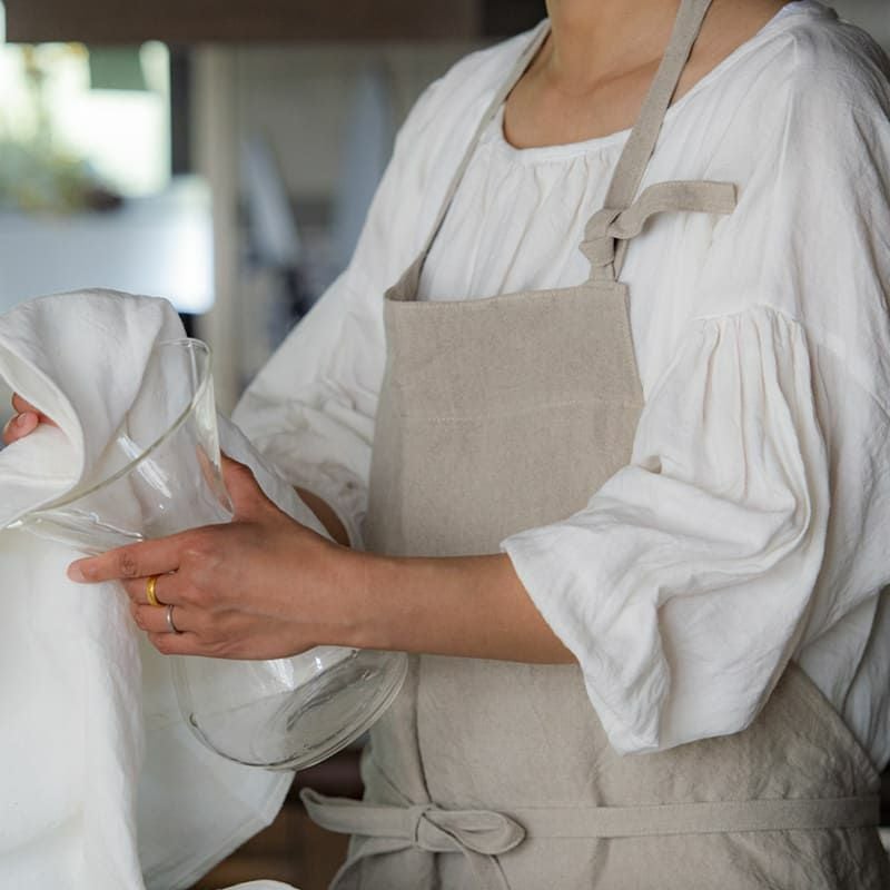 エプロン 麻100% LIBECOリベコ ベルギー製 未使用 エプロン 麻100