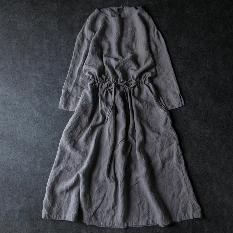 洗いこまれたベルギーリネン40番手　リネン生地　生地の森 ワンピース