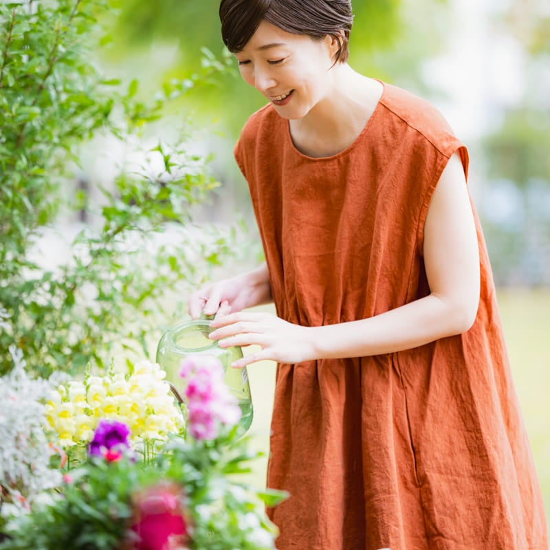 洗いこまれたベルギーリネン40番手　リネン生地　生地の森 ワンピース