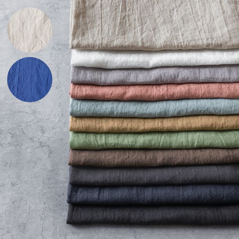 洗いこまれたベルギーリネン異番手ローン-リネン生地 麻 無地 生地の森