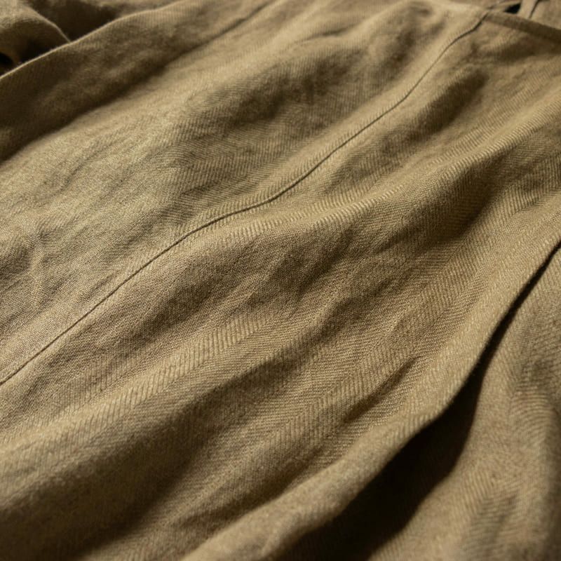 日本製 麻100％ 生地 ヘリンボン織-アンティーク風ラミーリネン