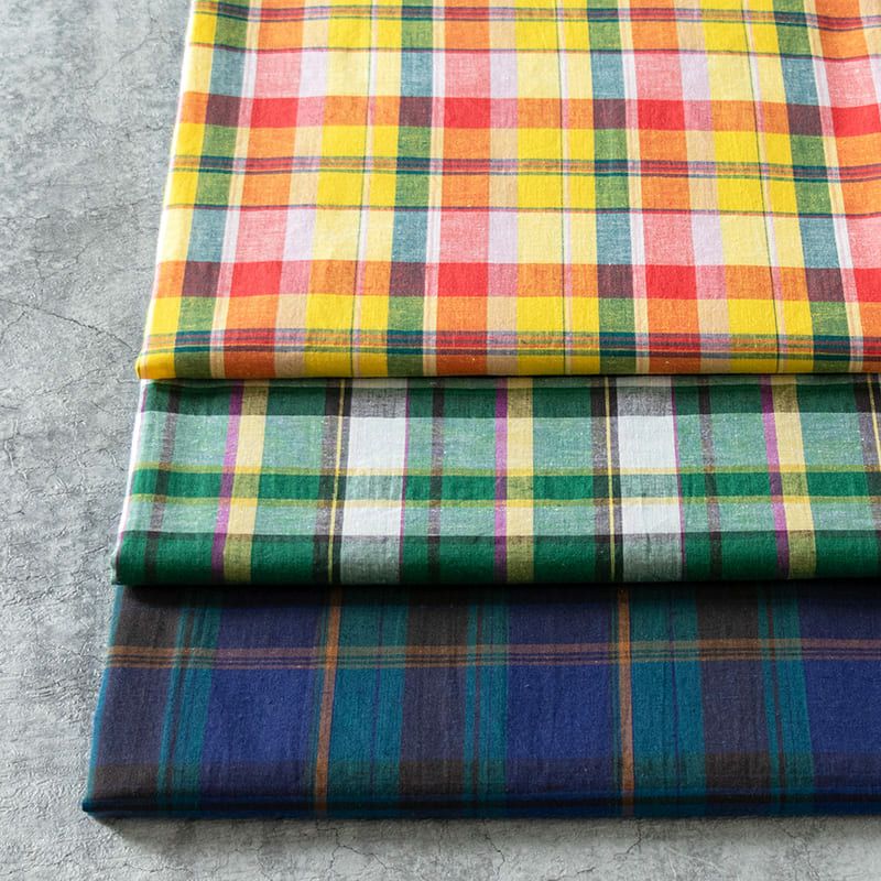 先染め 綿麻 マドラスチェック コットンリネン生地 生地の森