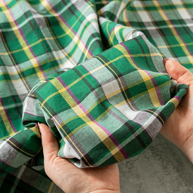 先染め 綿麻 マドラスチェック コットンリネン生地 生地の森