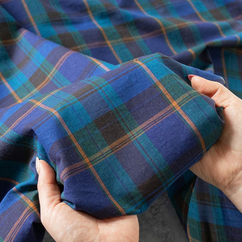 先染め 綿麻 マドラスチェック コットンリネン生地 生地の森