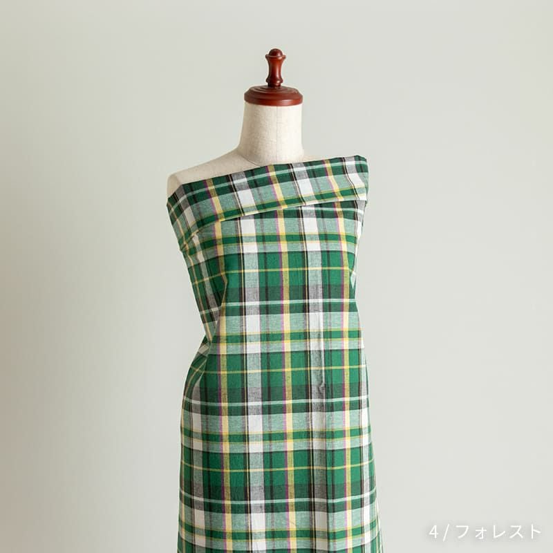 先染め 綿麻 マドラスチェック コットンリネン生地 生地の森