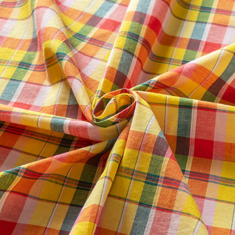 先染め 綿麻 マドラスチェック コットンリネン生地 生地の森