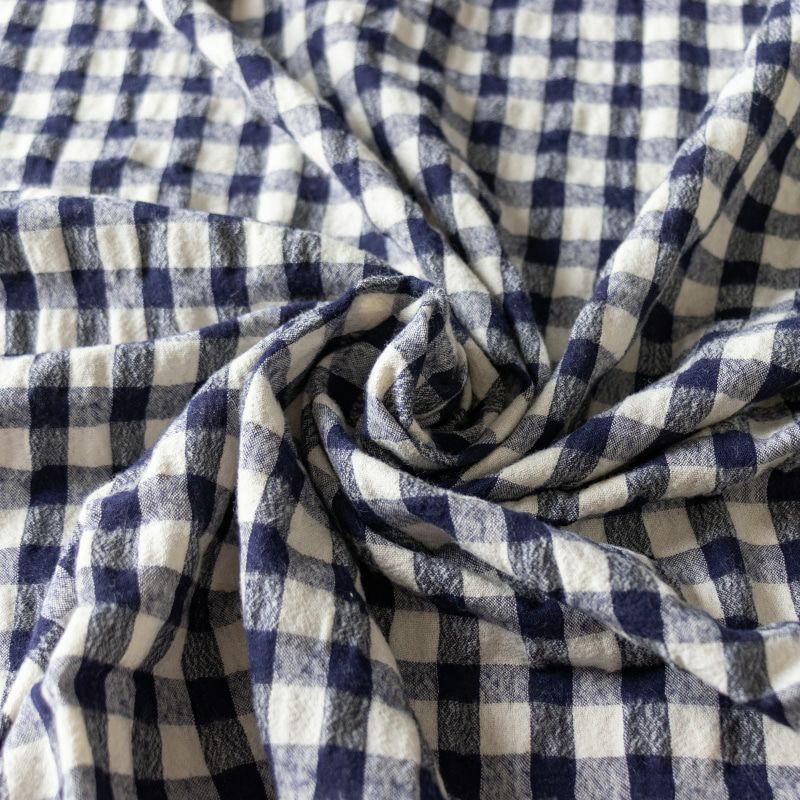 先染め綿麻ウールシャギーギンガムチェック コットンリネン 生地の森