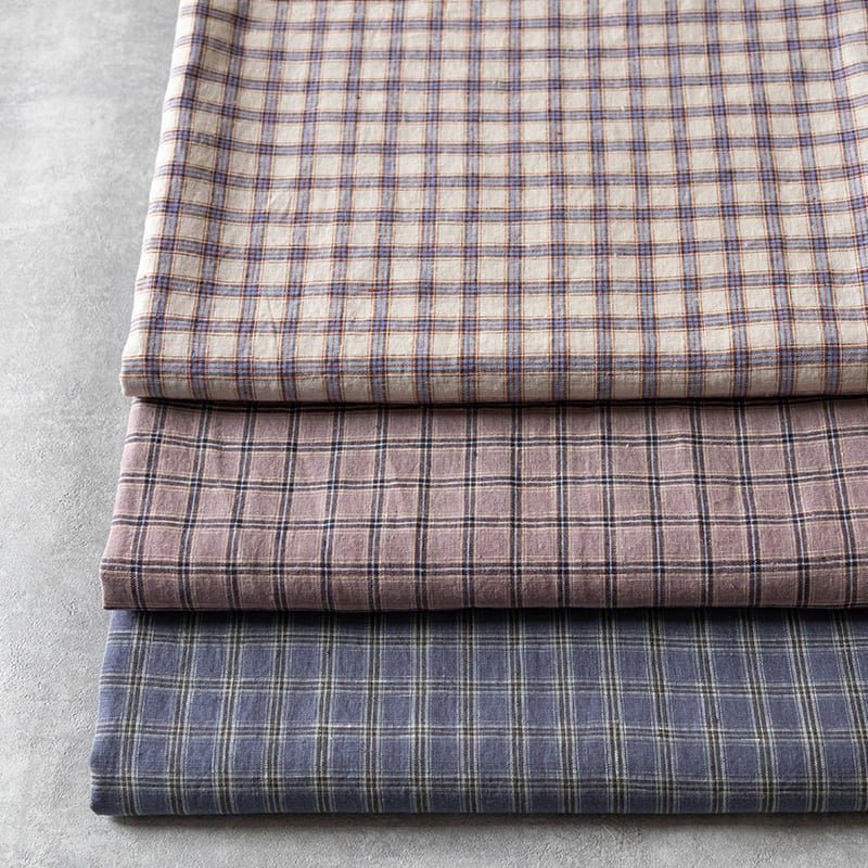 先染め異番手リネンミニチェック リネン 生地 生地の森